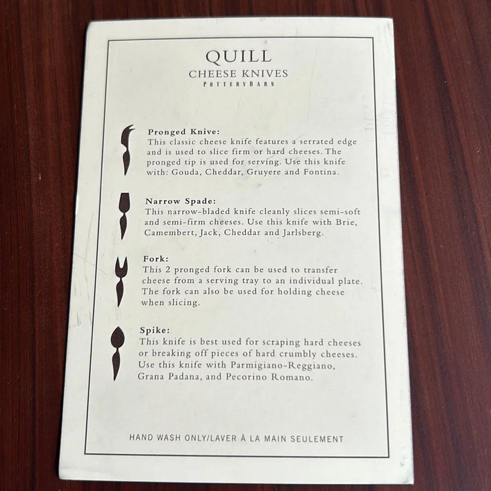 Pottery Barn Quill Cheese Knives
